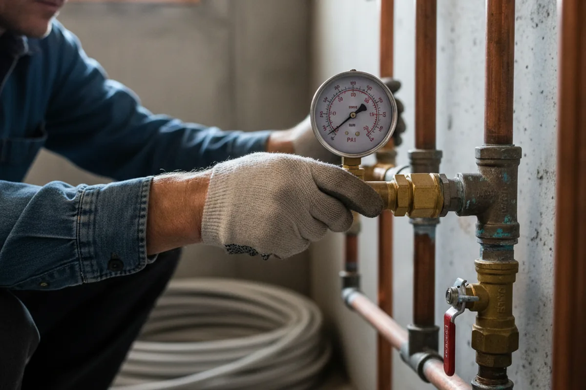 Pressure testing a repaired line during Water Line Repair in Westwood
